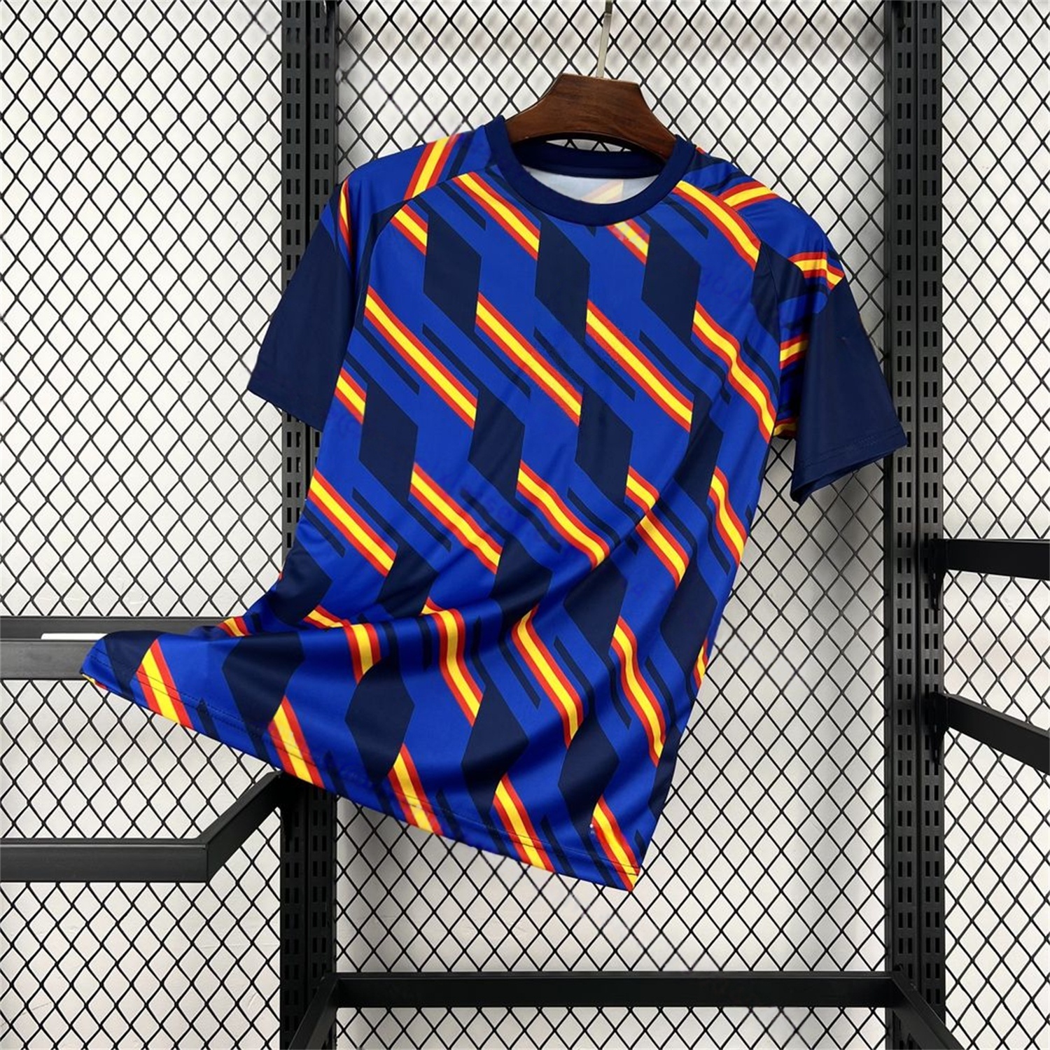Spain 2026 Royal Blue And Yellow Stripes Pre-Match Jersey - Fans Version | Football Training Shirt-CKK-1