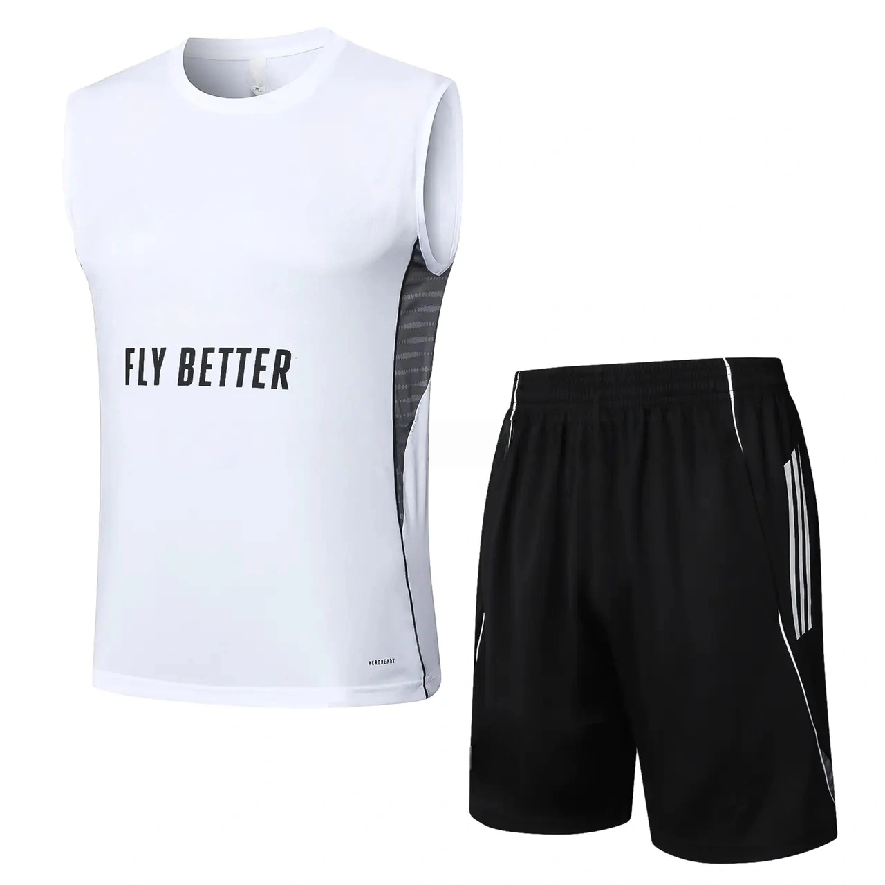 Real Madrid 25-26 Vest Training Set - White Vest and Black Shorts-CKK-1