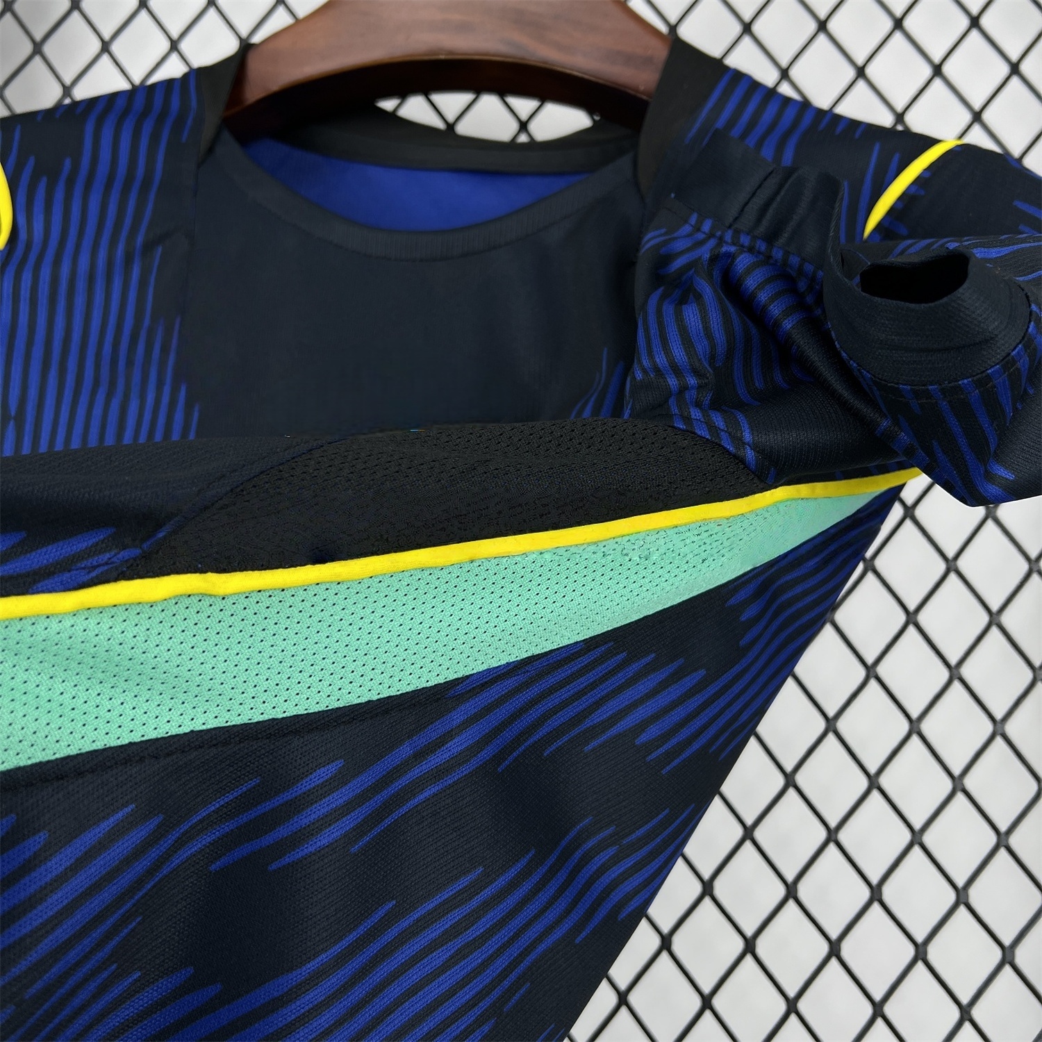Brazil football shirt collar detail