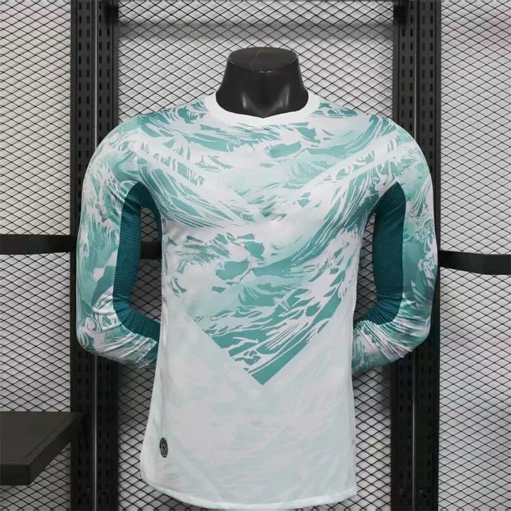 Portugal 2026 Away White And Cyan Long Sleeves Jersey   Player Version