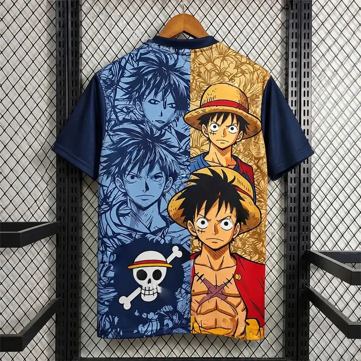 Japan 2026 Luffy Skull Blue Yellow Special Jersey   Fans Version