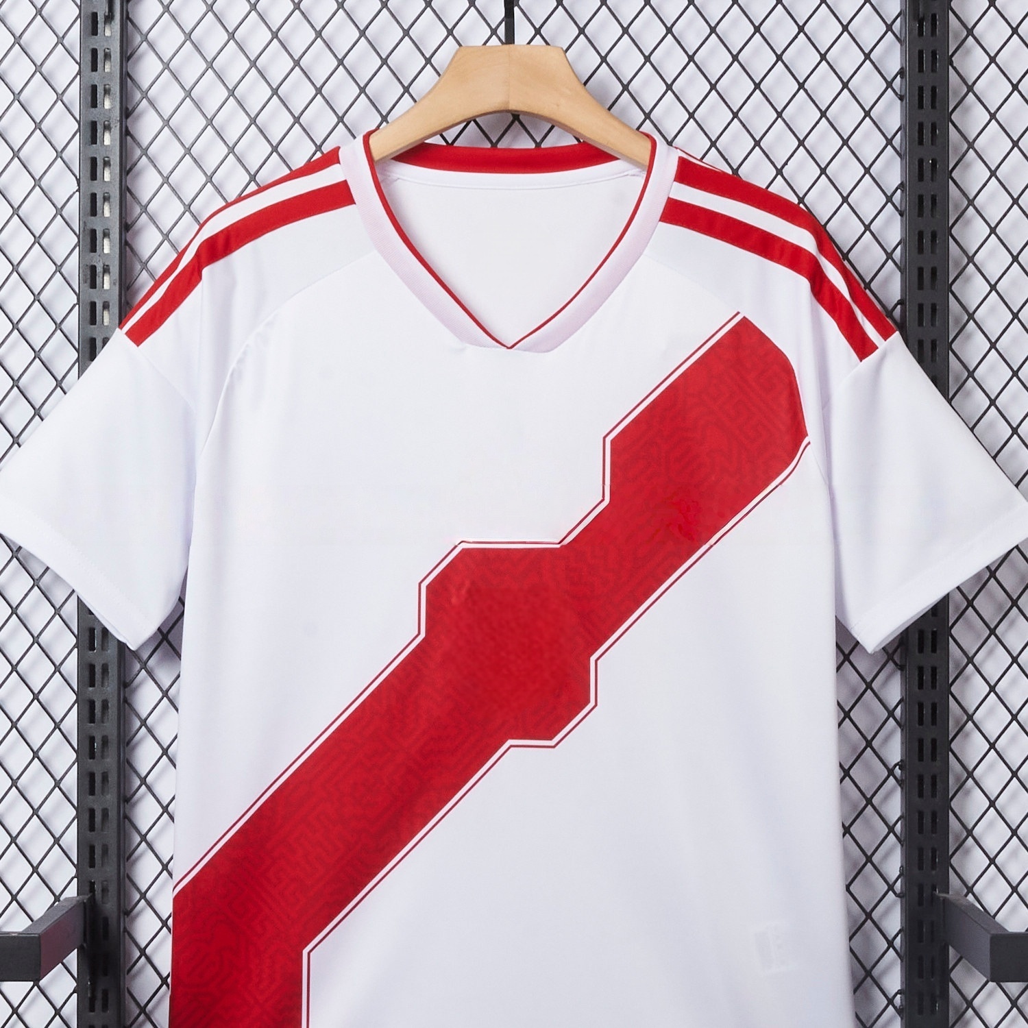 Peru soccer jersey breathable fabric detail
