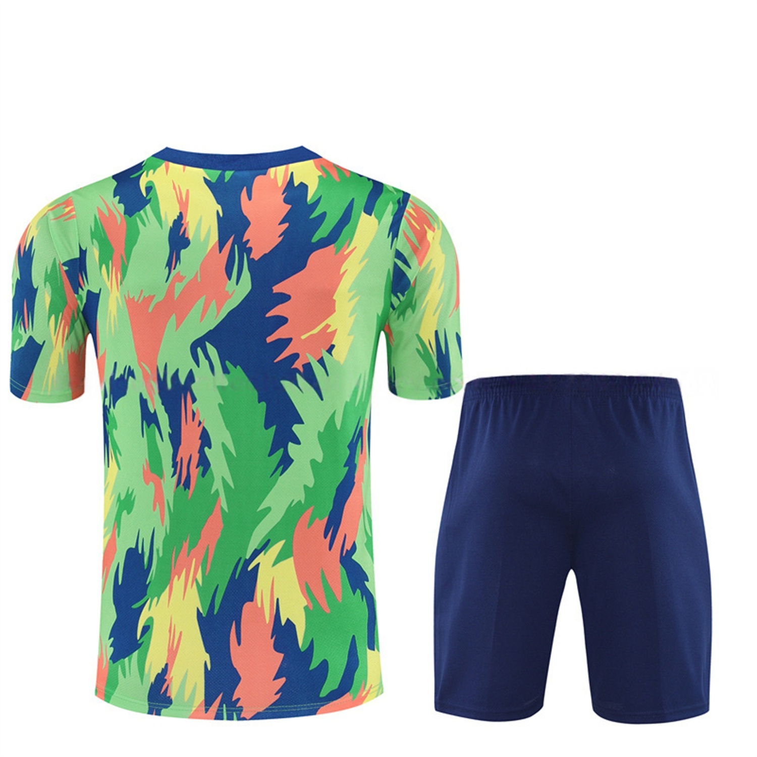 Brazil 25-26 Short-Sleeve Training Set - Blue Green Camouflage Top & Blue Shorts-2