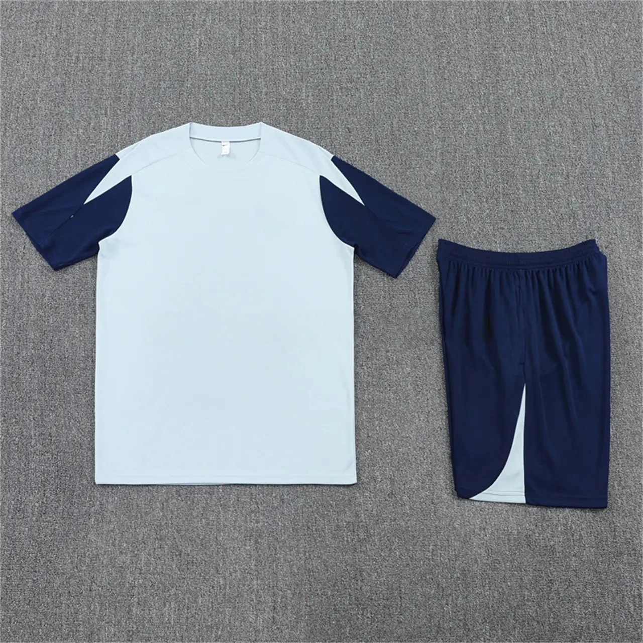 Inter Milan 25-26 Short-Sleeve Kids Training Set - Light Grey Top & Blue Shorts-CKK-1