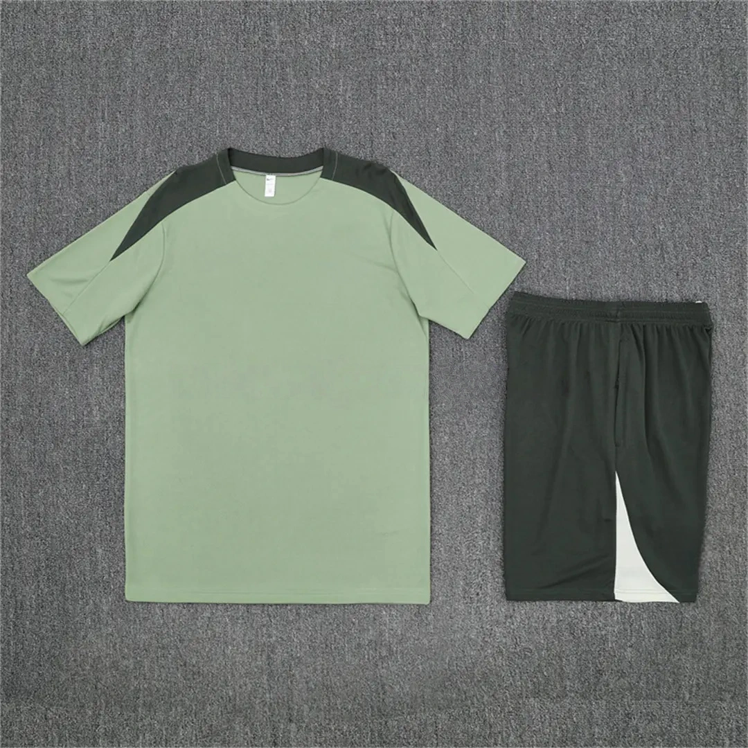 C.H.E.L.S.E.A 25-26 Kids Short-Sleeve Training Set - Light Green Top & Army Green Shorts-CKK-1
