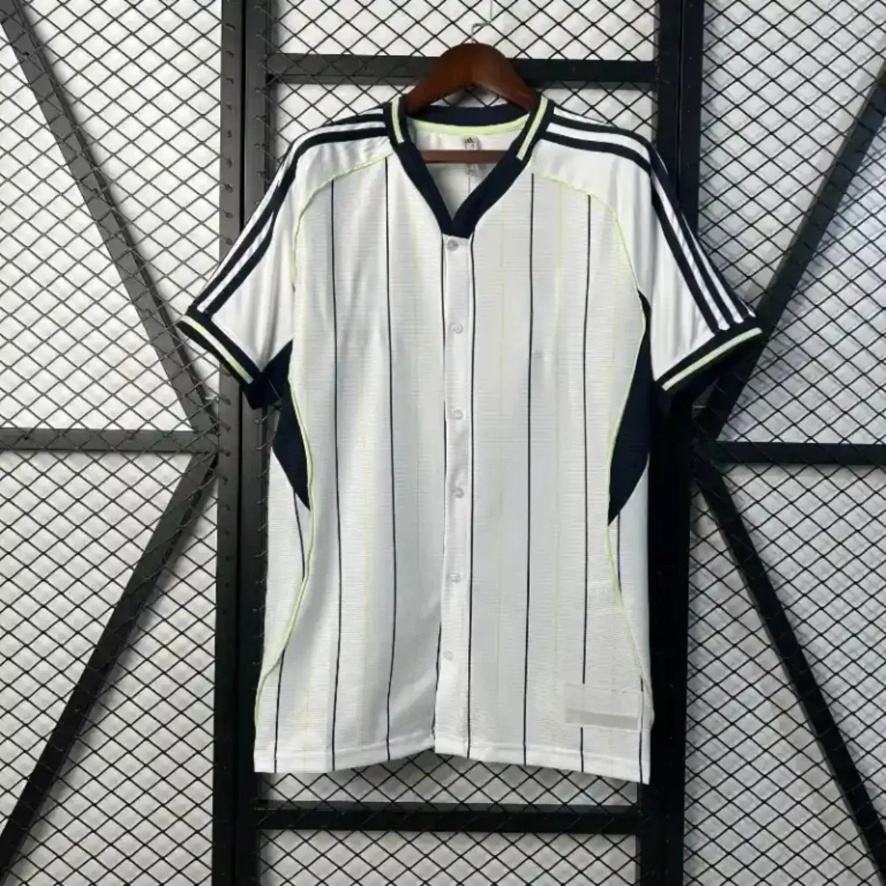 Real Madrid 25-26 White Baseball Jersey with Black Stripes-CKK-1