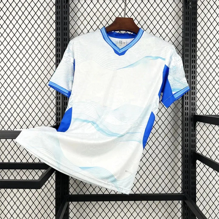 Portugal 2026 Bright White With Sky Blue Waves Special Jersey   Fans Version