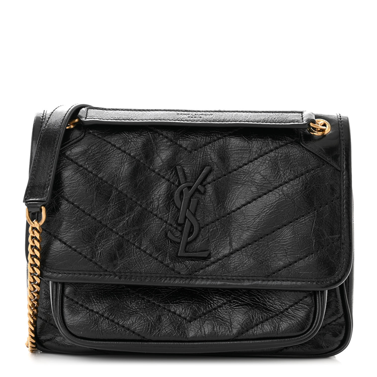 Saint Laurent Niki Medium Chain Bag In Crinkled Vintage Leather