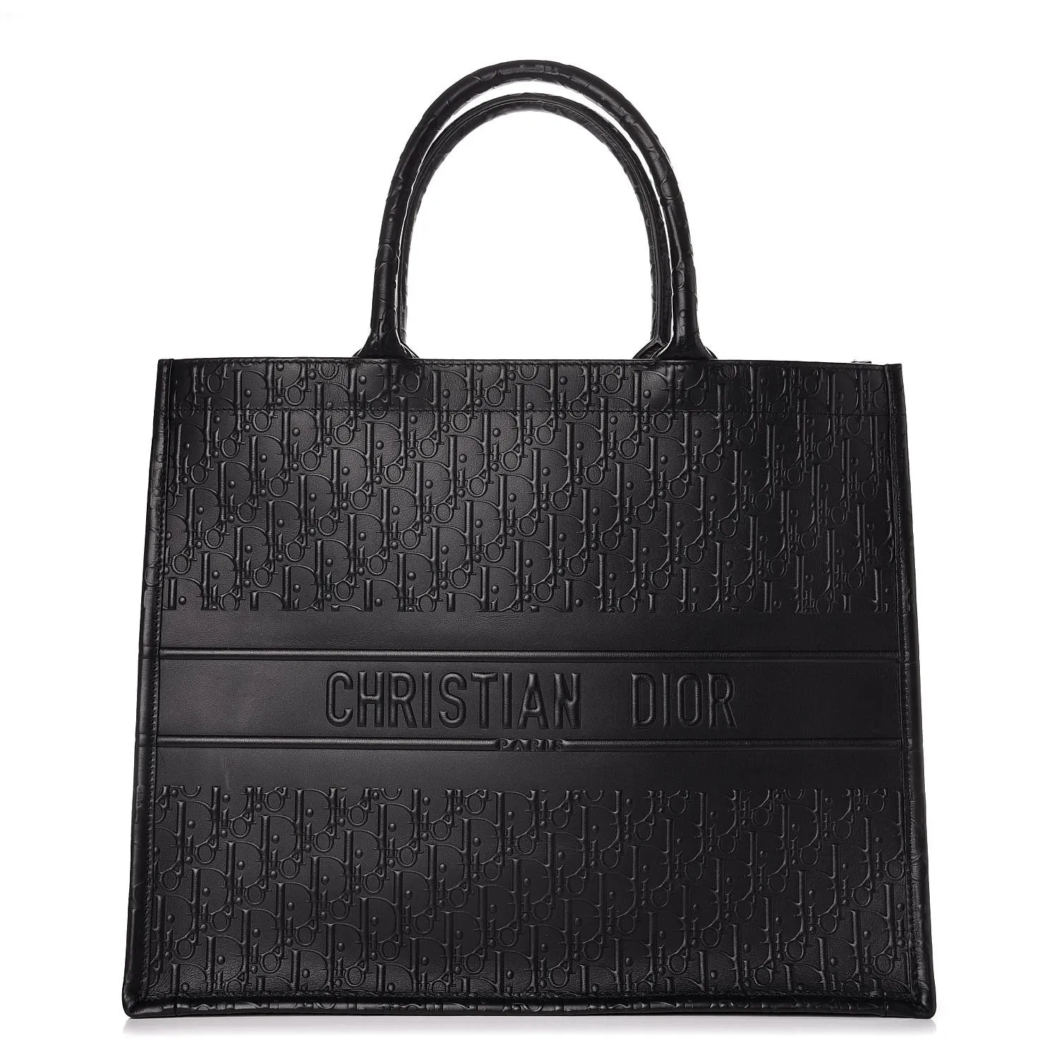 DIOR Oblique Calfskin Embossed Book Tote Black