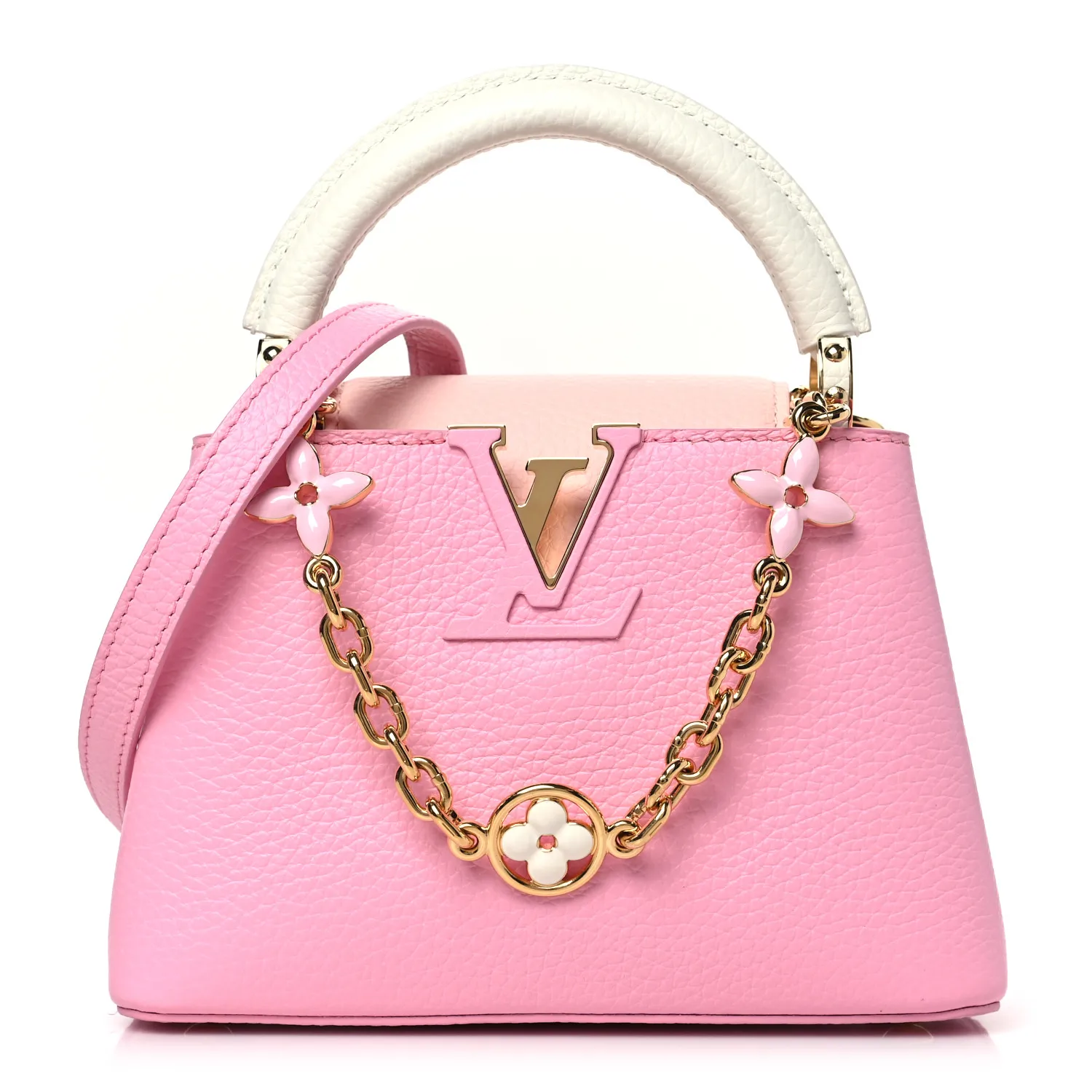 Louis Vuitton Taurillon Flower Chain Capucines Mini Candy Pink