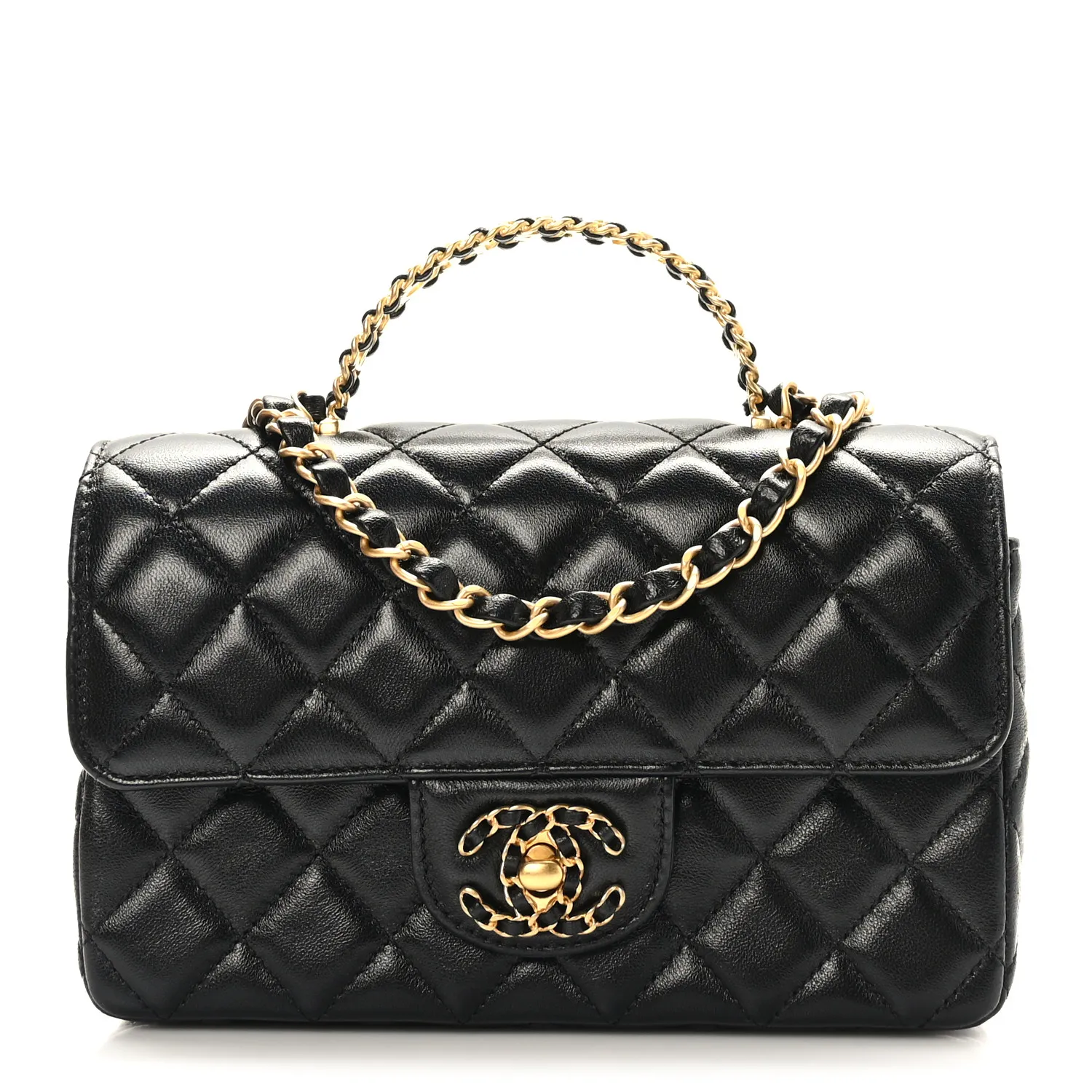 CHANEL Lambskin Quilted Mini Strass On Top Flap