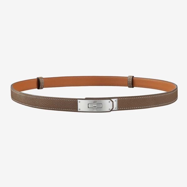 Hermes Women Kelly Belt in Calfskin Leather Silver