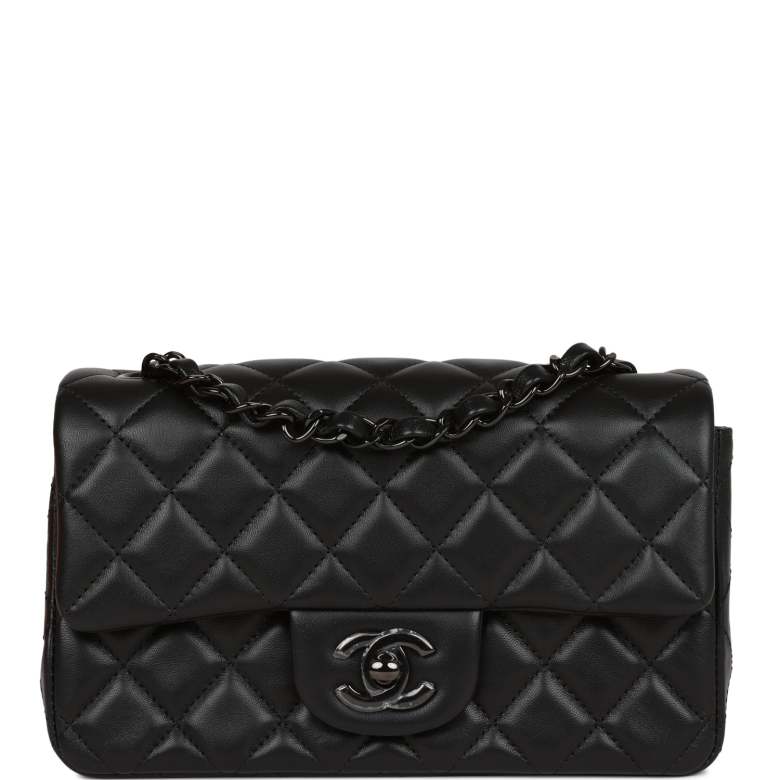 Chanel Mini Rectangular Flap Bag SO Black Lambskin Black Hardware for MR