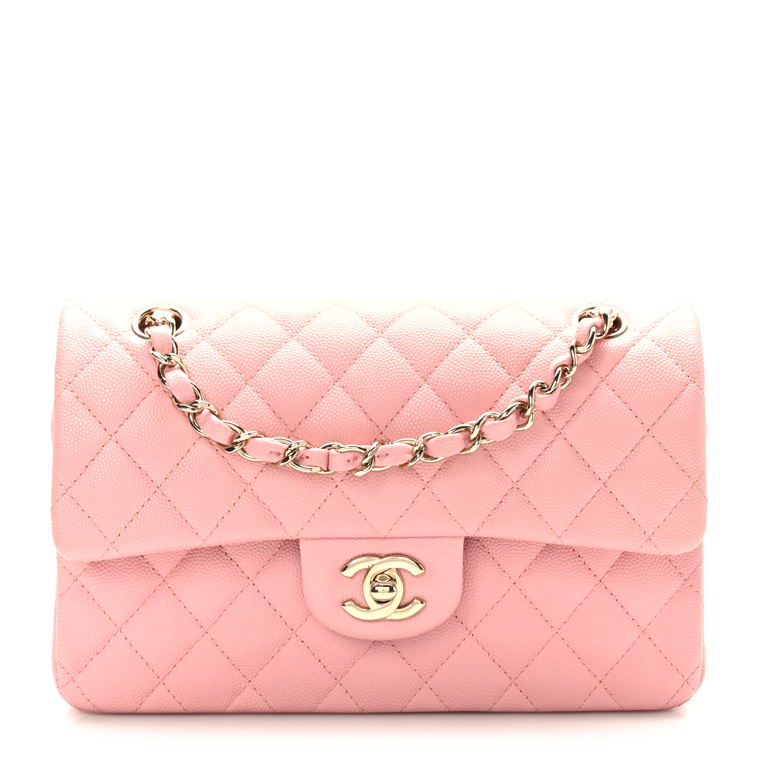 CHANEL Caviar Quilted Small Double Flap Pink