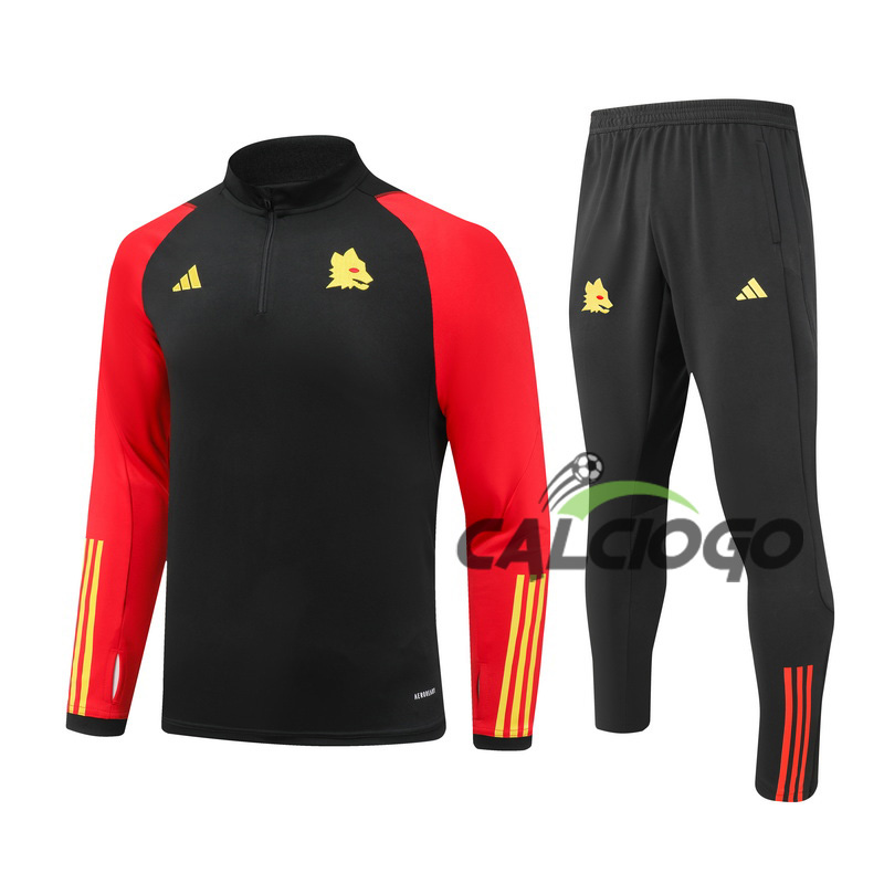 Tuta Calcio AS Roma Felpa Zips Nero 2023-2024