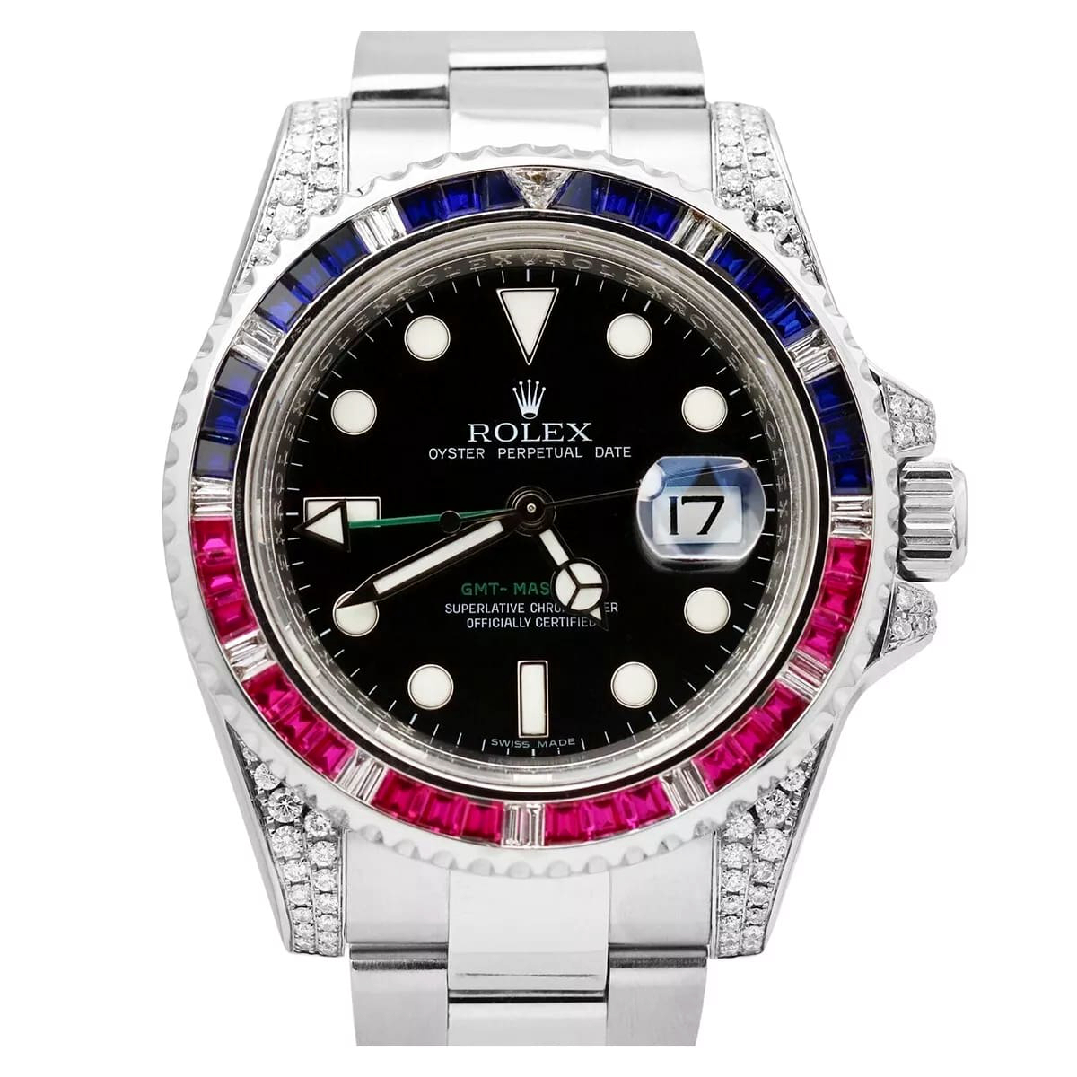 Rolex GMT Master 2 Iced Lugs Sapphire Diamond Ruby Bezel