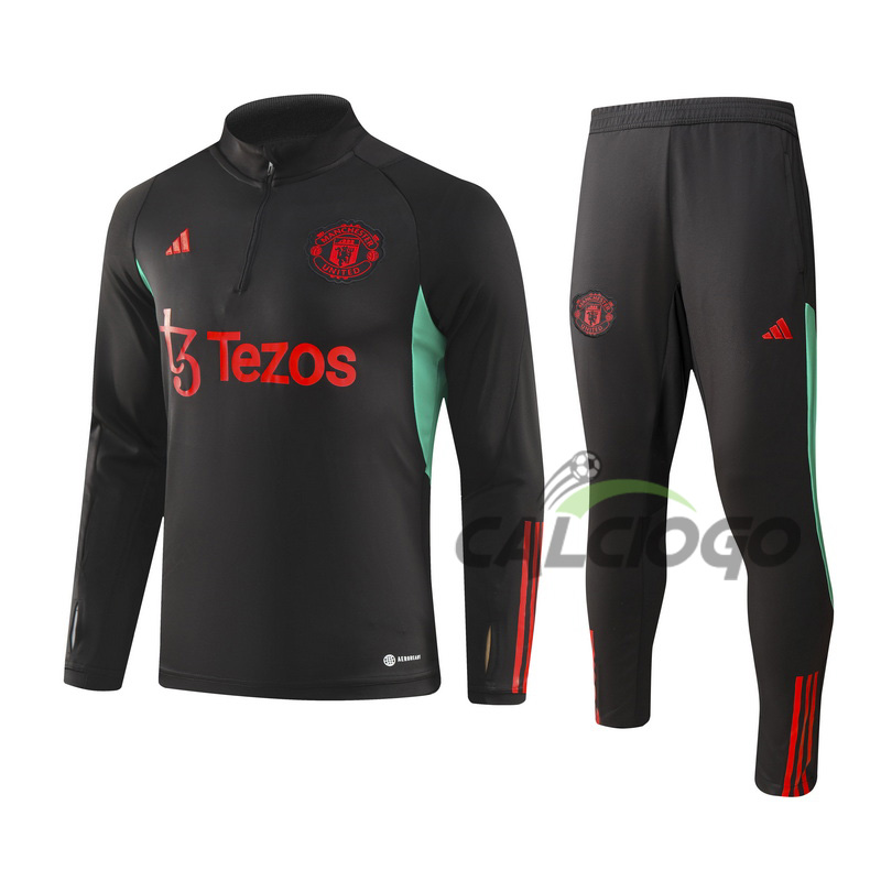 Tuta Manchester United Felpa Zips Nero 2023-2024