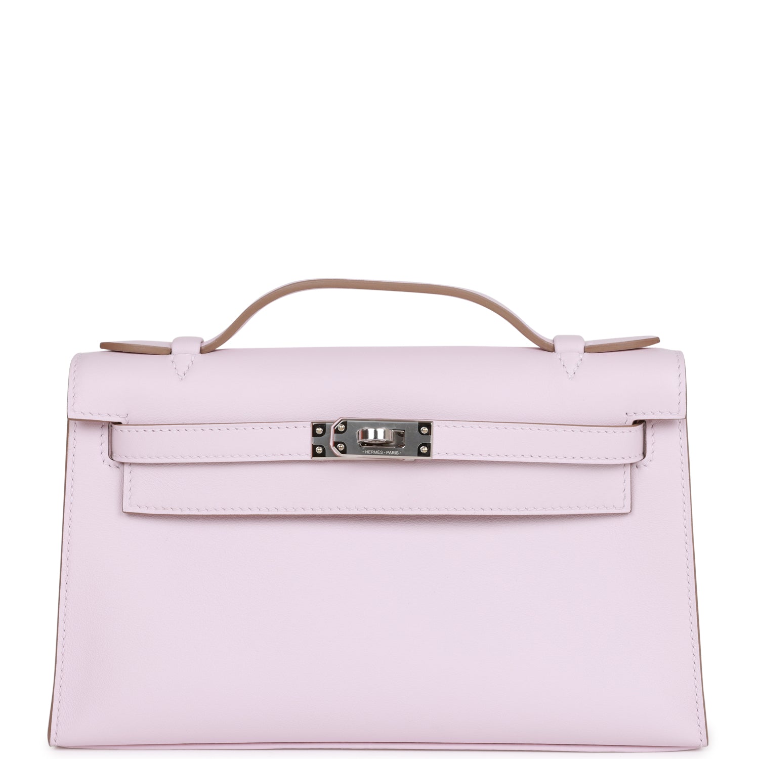 Hermès Kelly Pochette Mauve Pale Swift Palladium Hardware