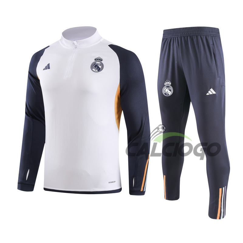 Tuta Real Madrid Felpa Zips Top Pantaloni 2023-2024