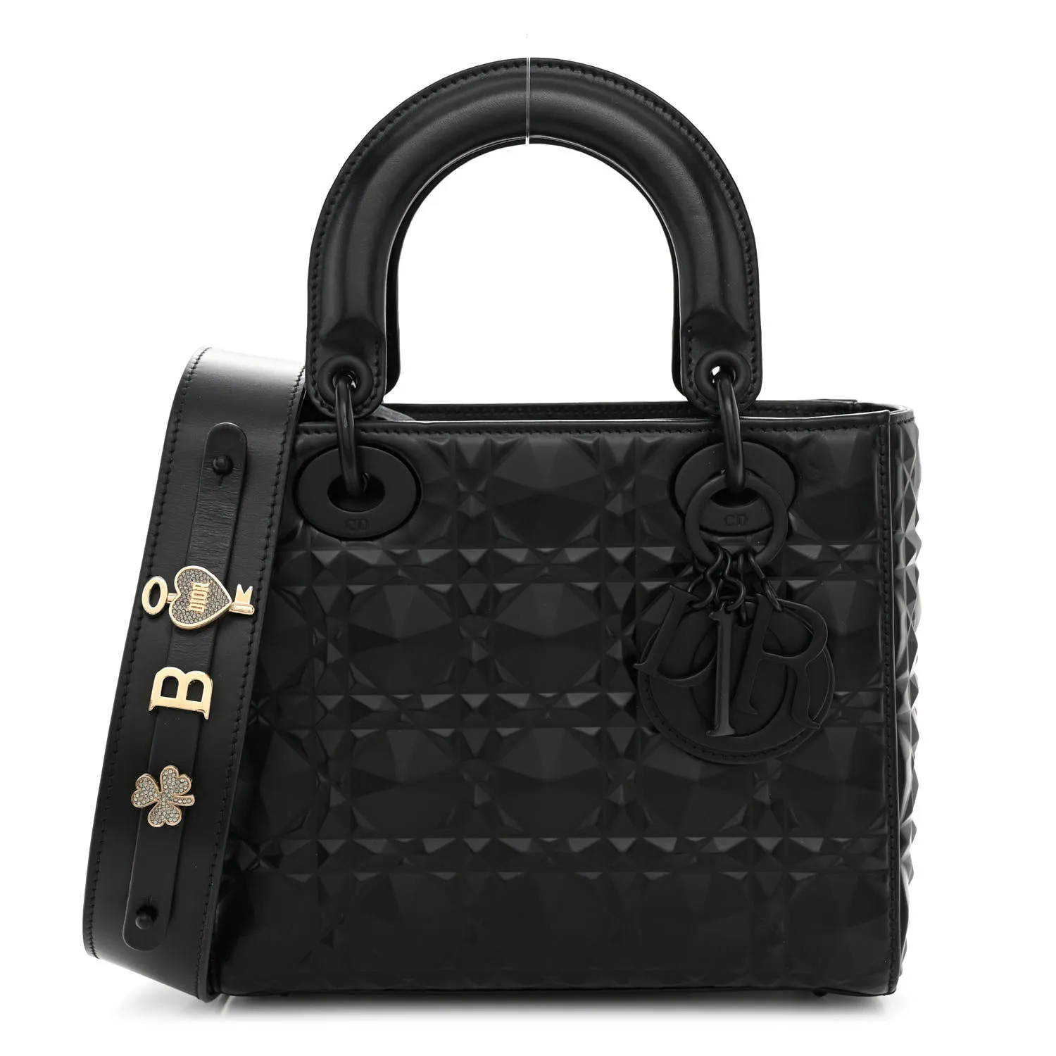 DIOR Calfskin Cannage Diamond Small My ABCDior Lady Dior Black