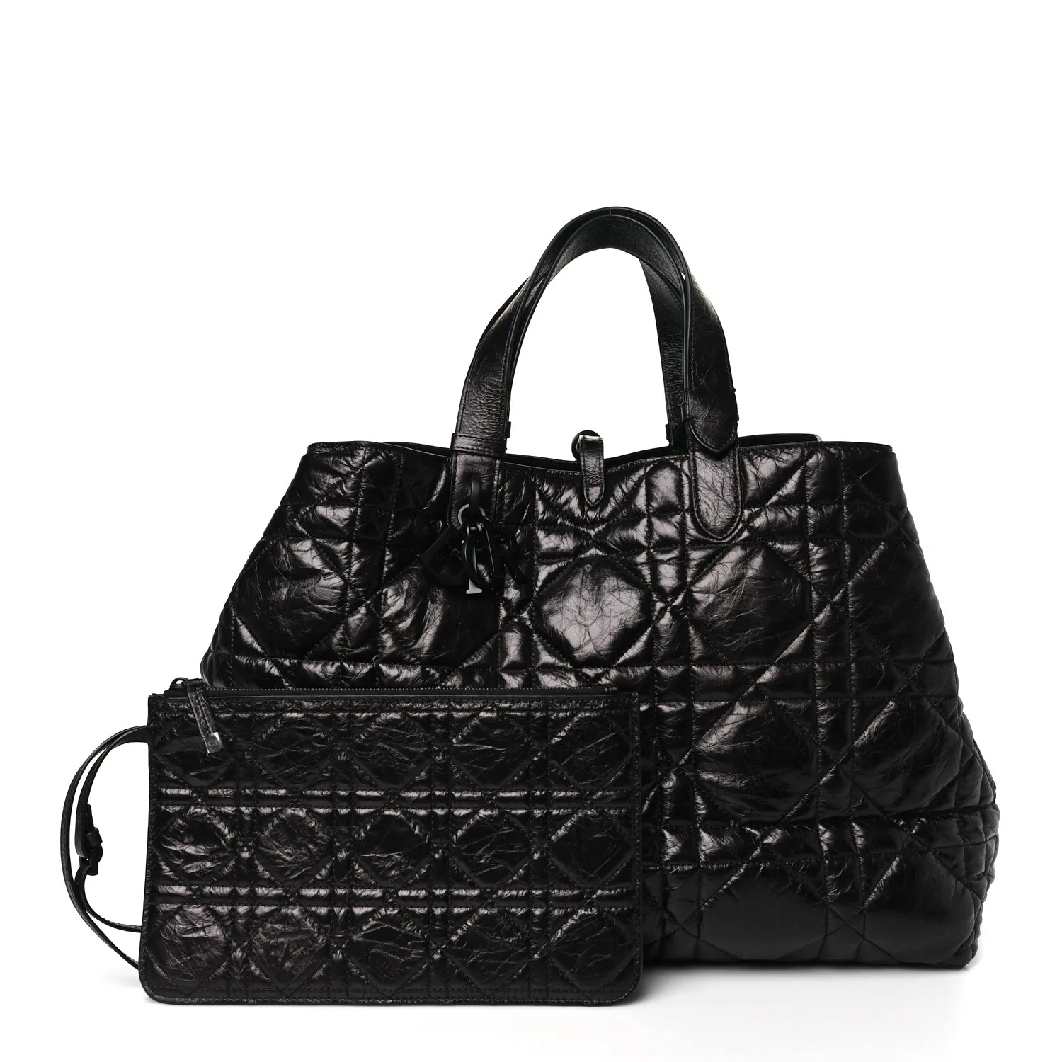 DIOR Crinkled Calfskin Macrocannage Large Toujours Black