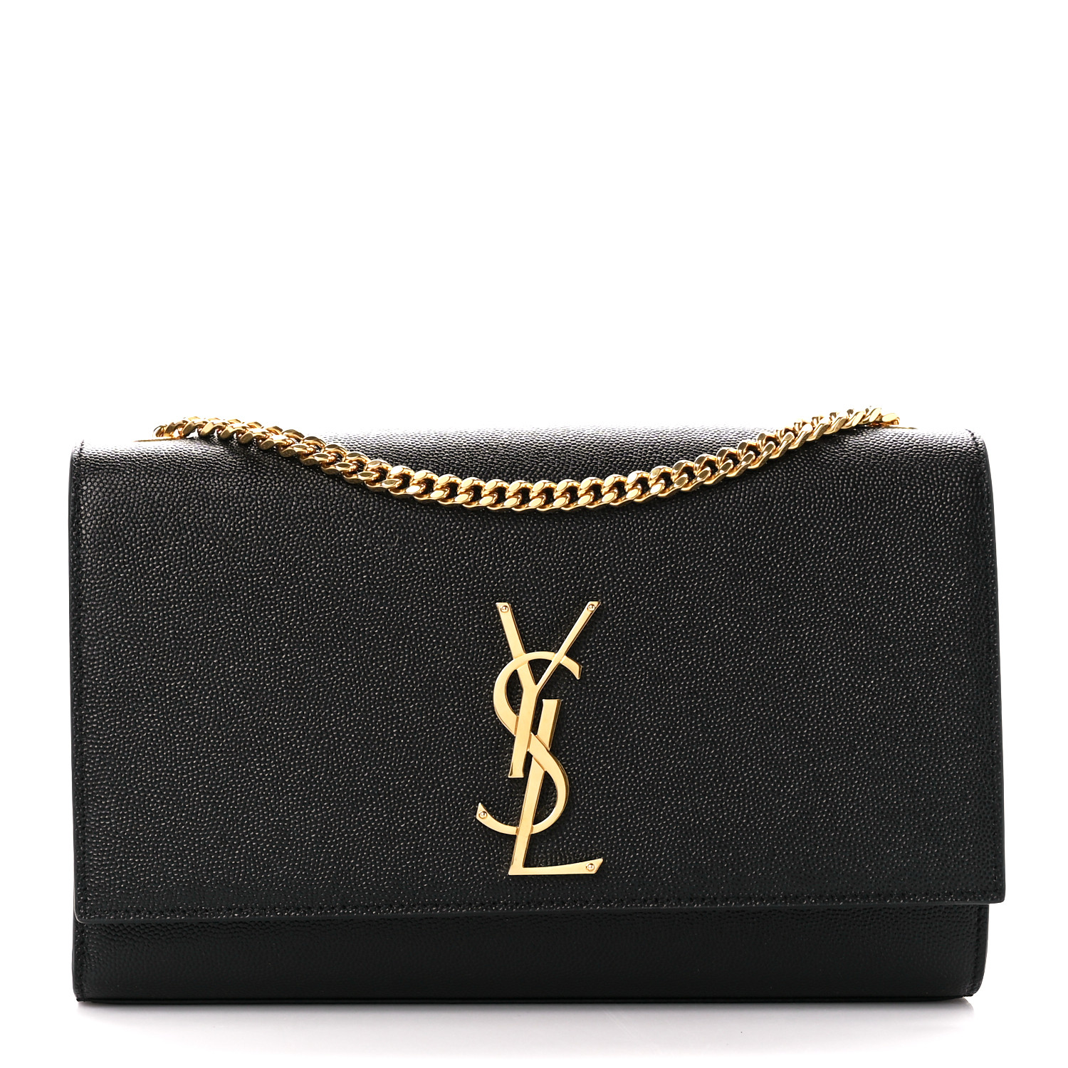 Saint Laurent Grain De Poudre Medium Classic Monogram Kate Satchel Black