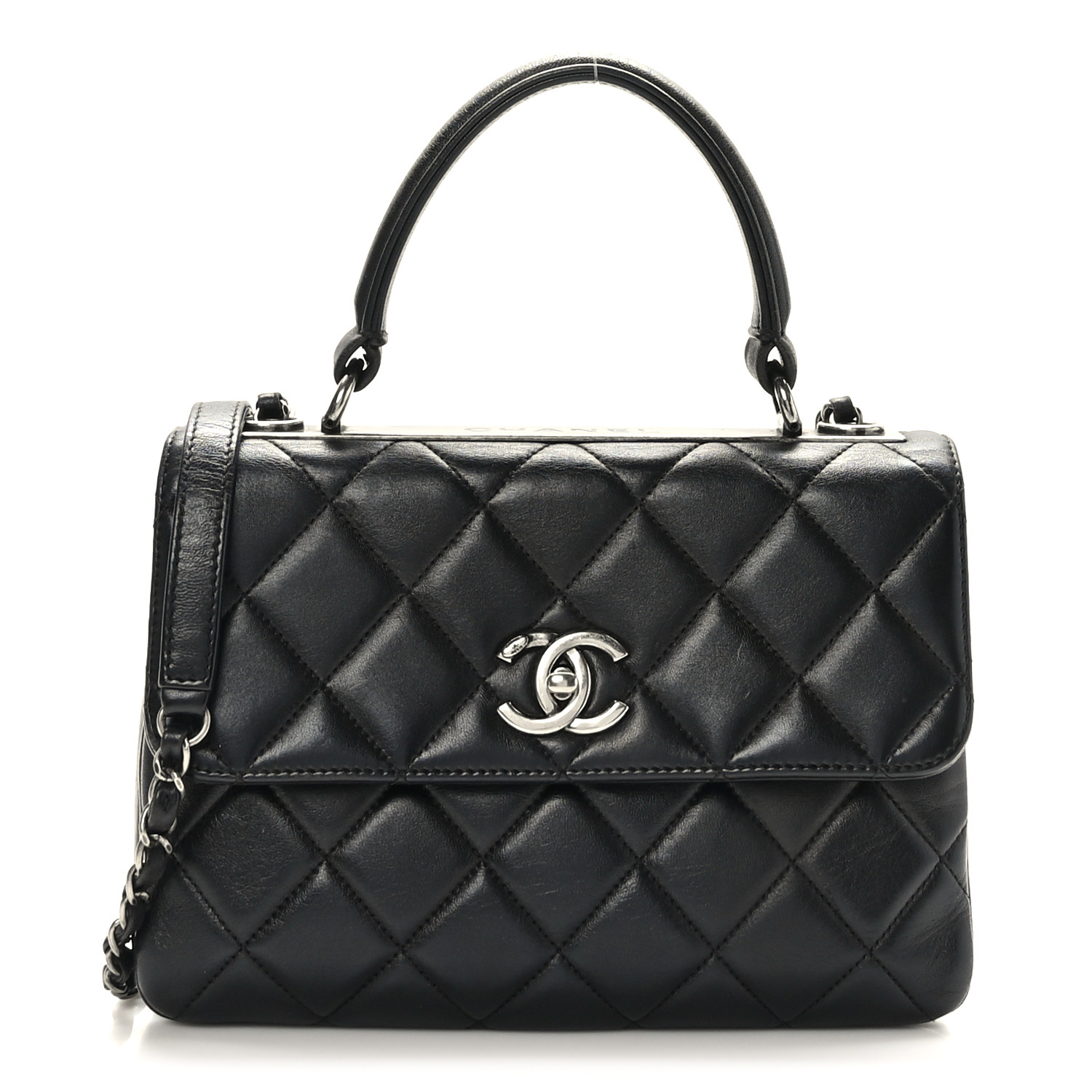 Chanel Lambskin Quilted Small Trendy CC Dual Handle Flap Bag Black