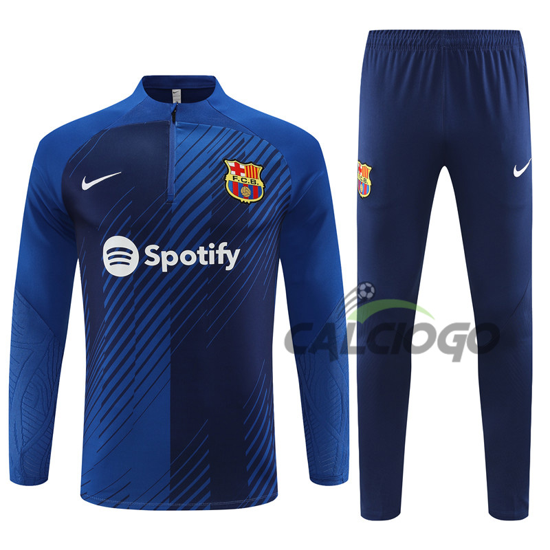 Tuta Calcio FC Barcellona Felpa Zips Blu 2023-2024