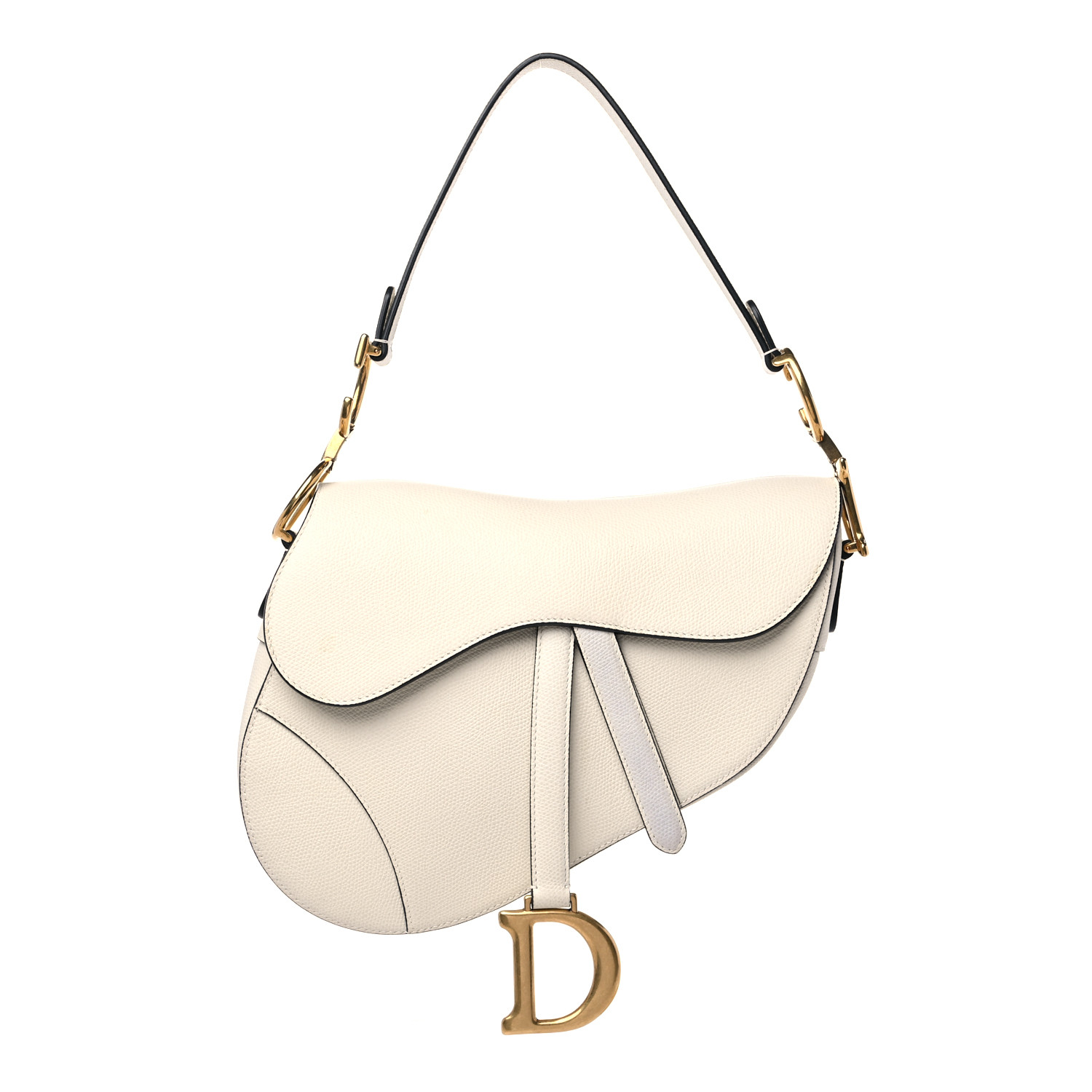 DIOR Grained Calfskin Saddle Bag White