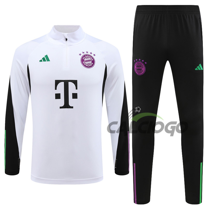 Tuta Calcio Bayern Monaco Felpa Bianco 2023-2024