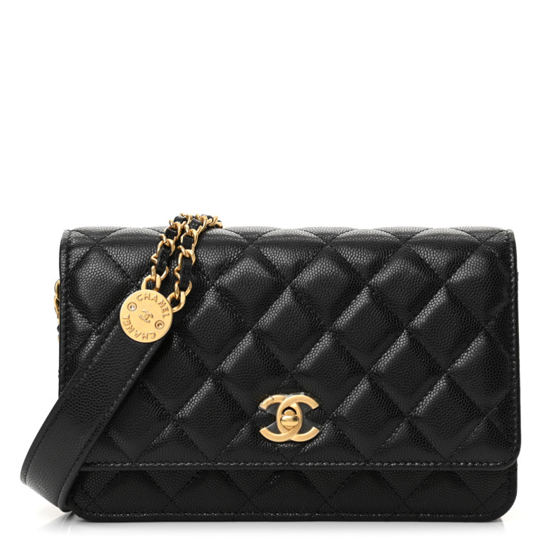 Chanel Caviar Quilted Twist Your Buttons Wallet On Chain WOC Black