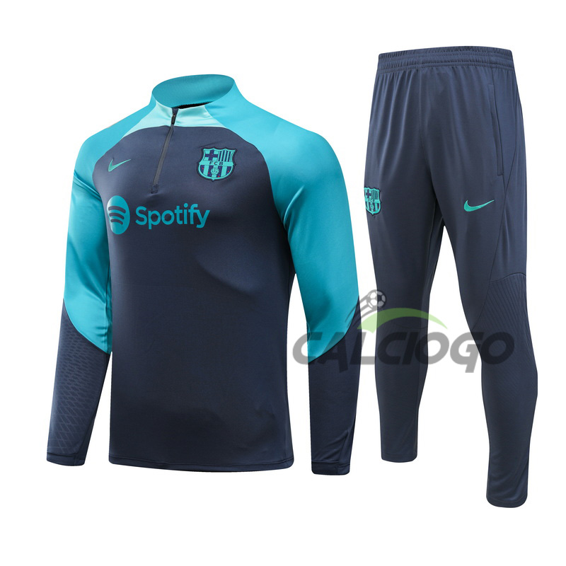 Tuta FC Barcellona Felpa Zips Blu 2023-2024