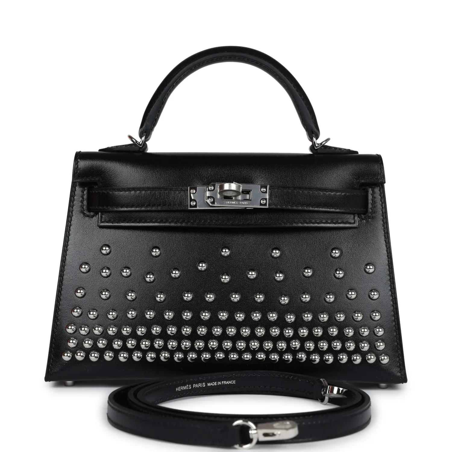 Hermès Kelly Sellier 20 Clouté Black Box Palladium Hardware