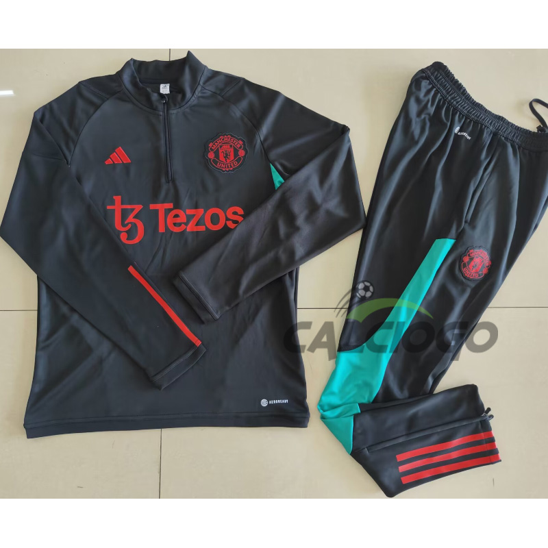 Tuta Manchester United Felpa Zips Nero 2023-2024