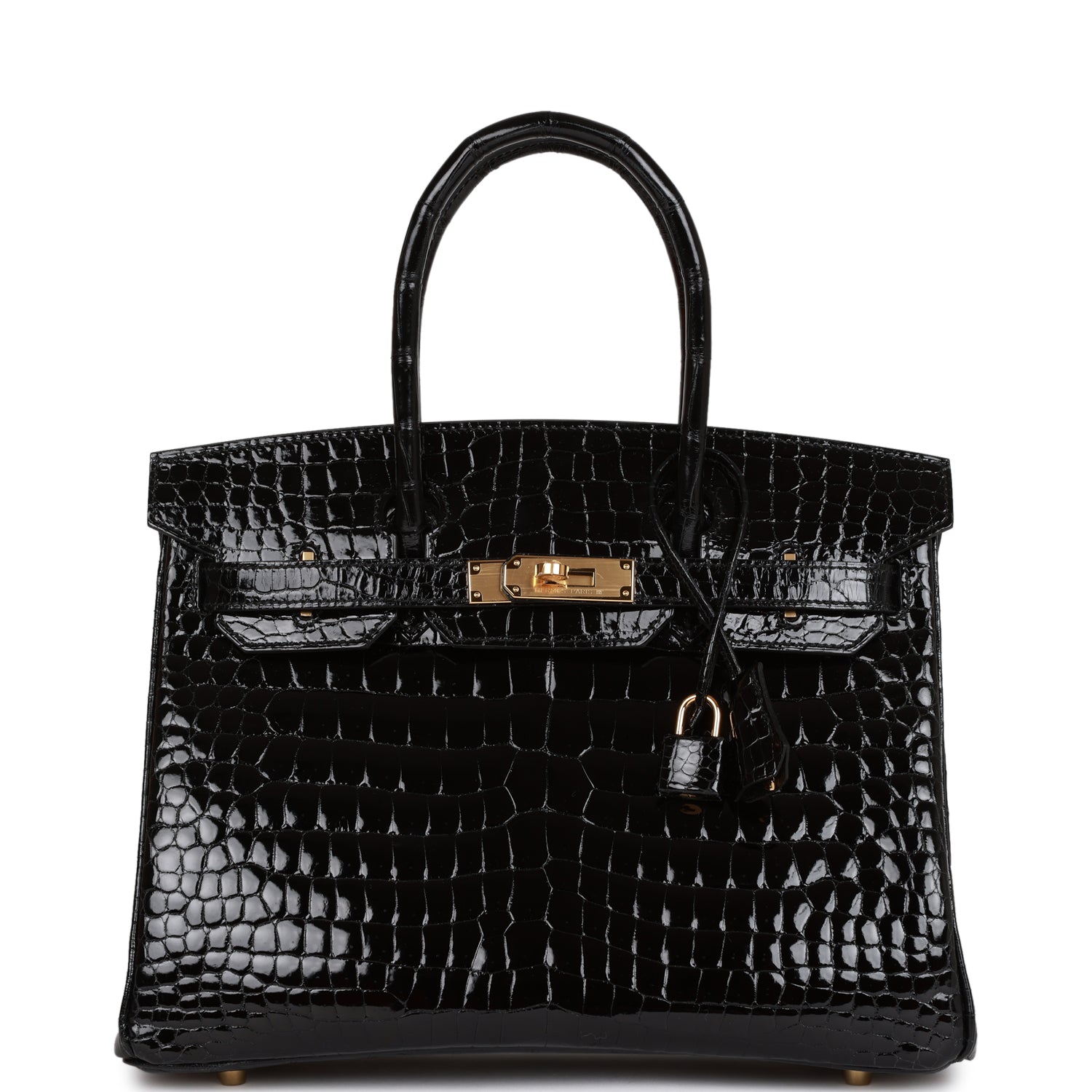 Hermès Birkin 30 Black Shiny Niloticus Crocodile Gold Hardware