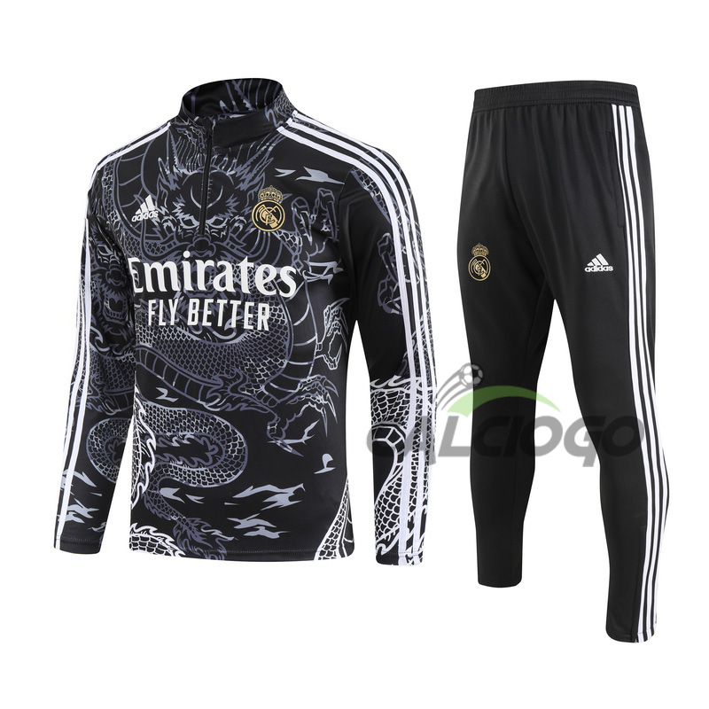 Tuta Calcio Real Madrid Felpa Zips Nero 2023-2024
