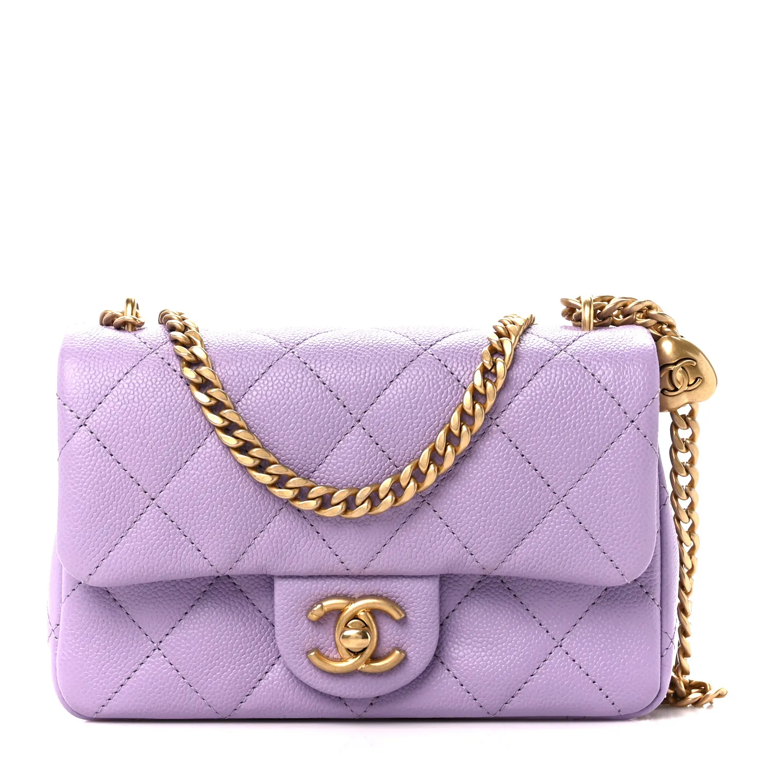 CHANEL Caviar Quilted Mini Rectangular Sweetheart Flap Lilac