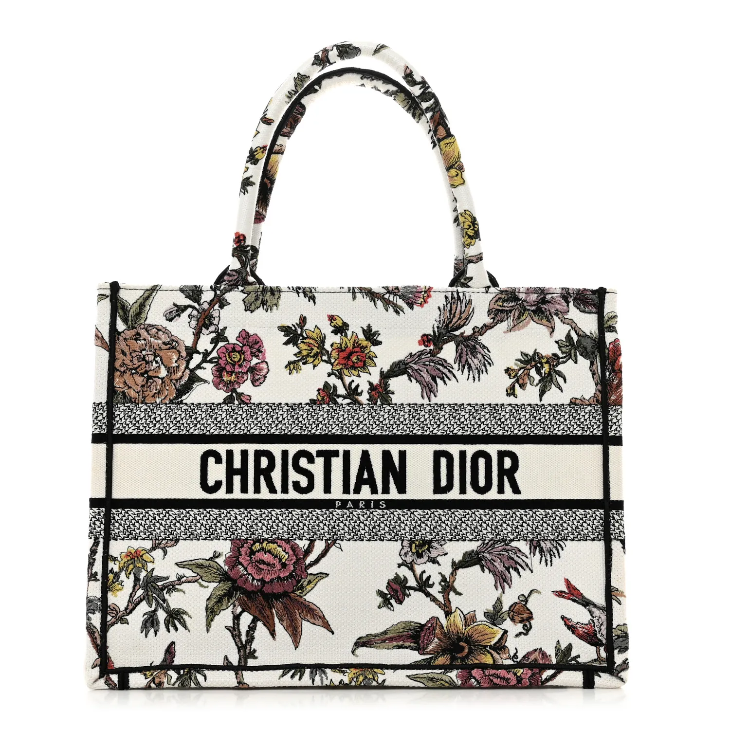 DIOR Canvas Jardin Botanique Embroidered Medium Book Tote Multicolor