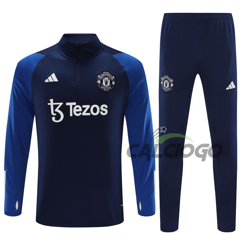 Tuta Manchester United Felpa Zips Blu 2023-2024