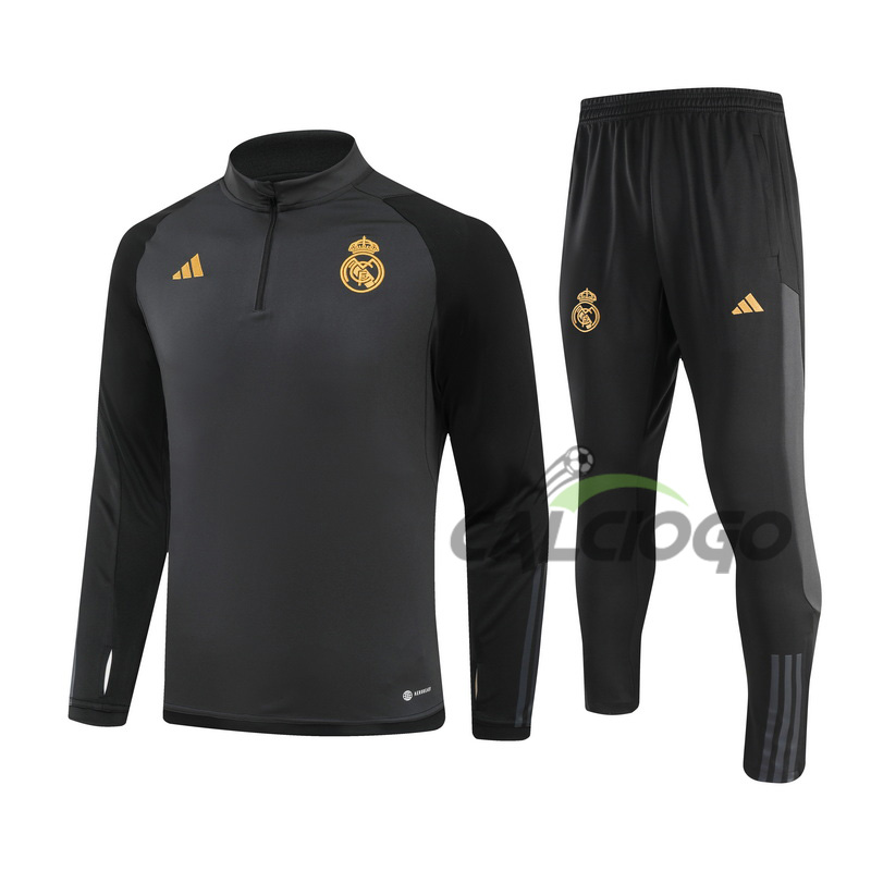 Tuta Real Madrid Felpa Zips Grigio Top 2023-2024