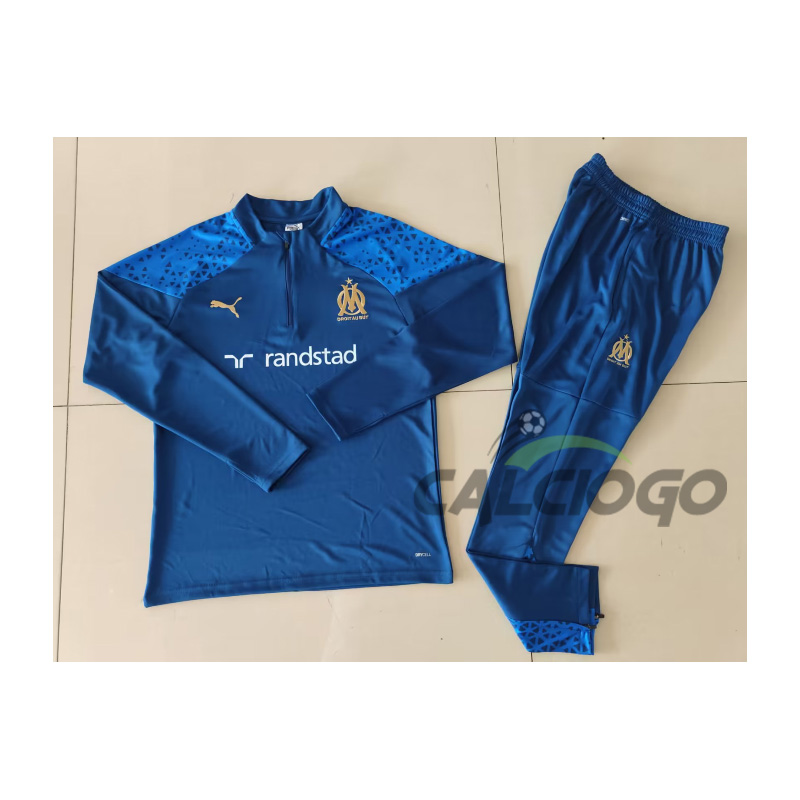 Tuta Marsiglia OM Felpa Zips Blu 2023-2024