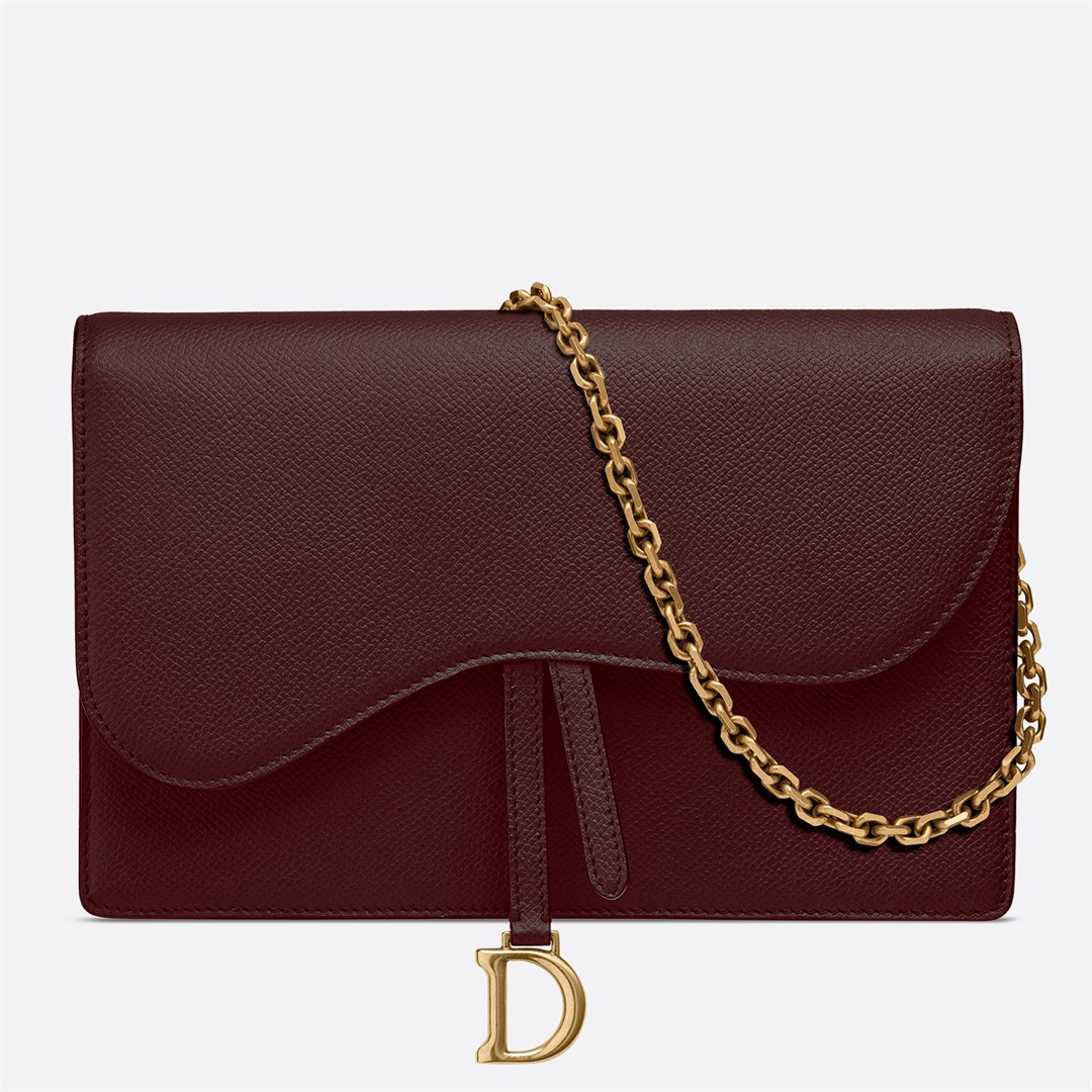 Dior Bordeaux Calskin Saddle Chain Clutch