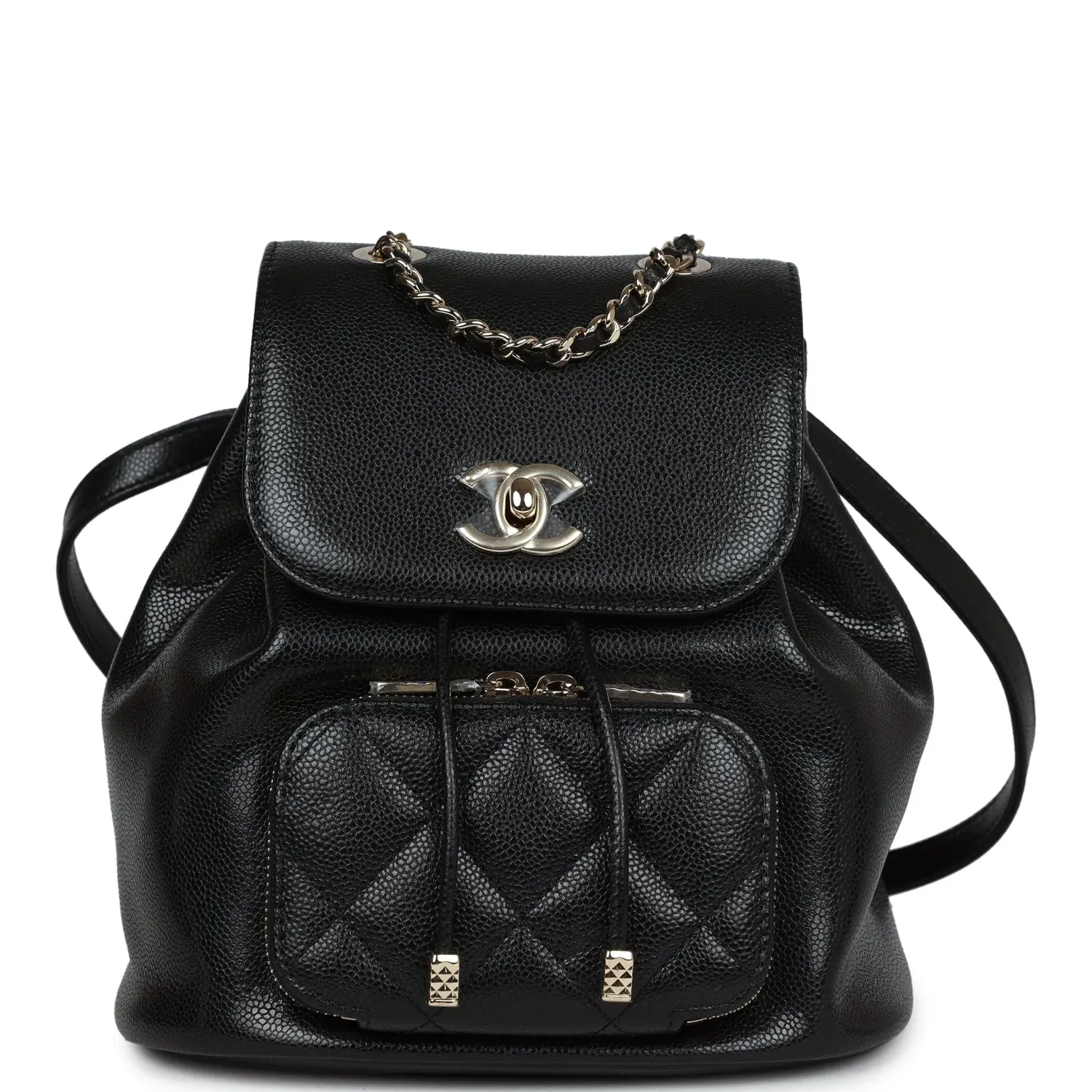 Chanel Small Business Affinity Backpack Black Caviar Light Gold Hardware