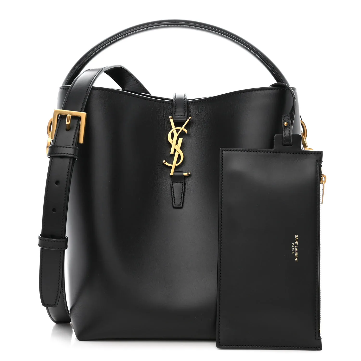 Saint Laurent Shiny Calfskin Le 37 Bucket Bag Black