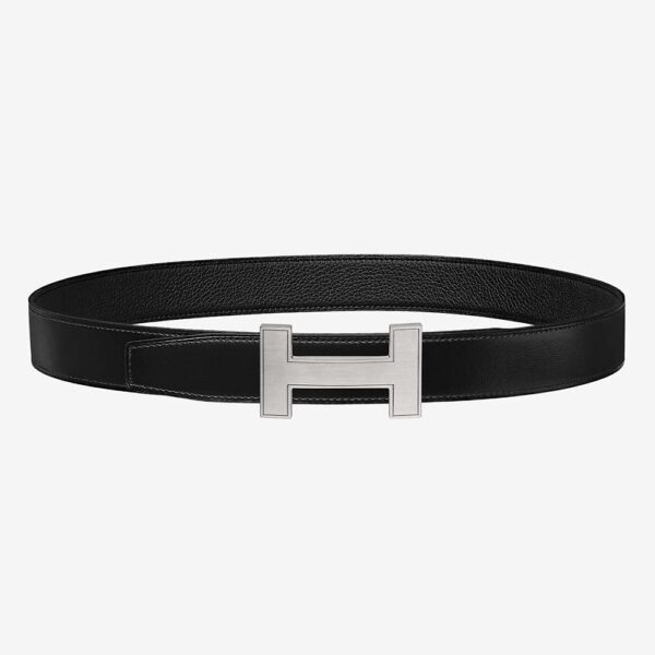 Hermes Men Quizz Belt Buckle & Reversible Leather Strap 32 mm-Silver