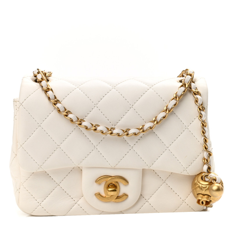 Chanel Lambskin Quilted Mini Pearl Crush Flap White