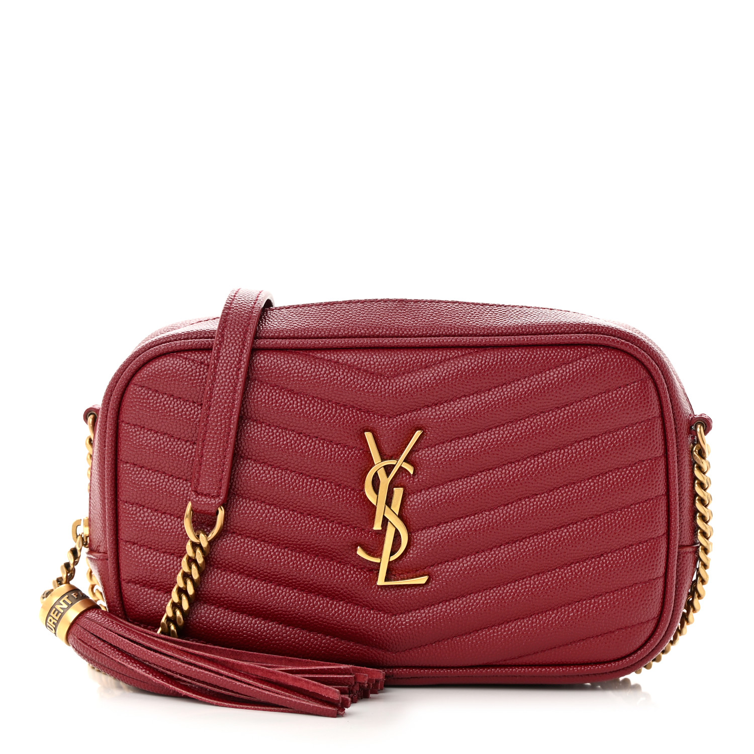 Saint Laurent Grain De Poudre Matelasse Monogram Mini Lou Camera Bag Opyum Red