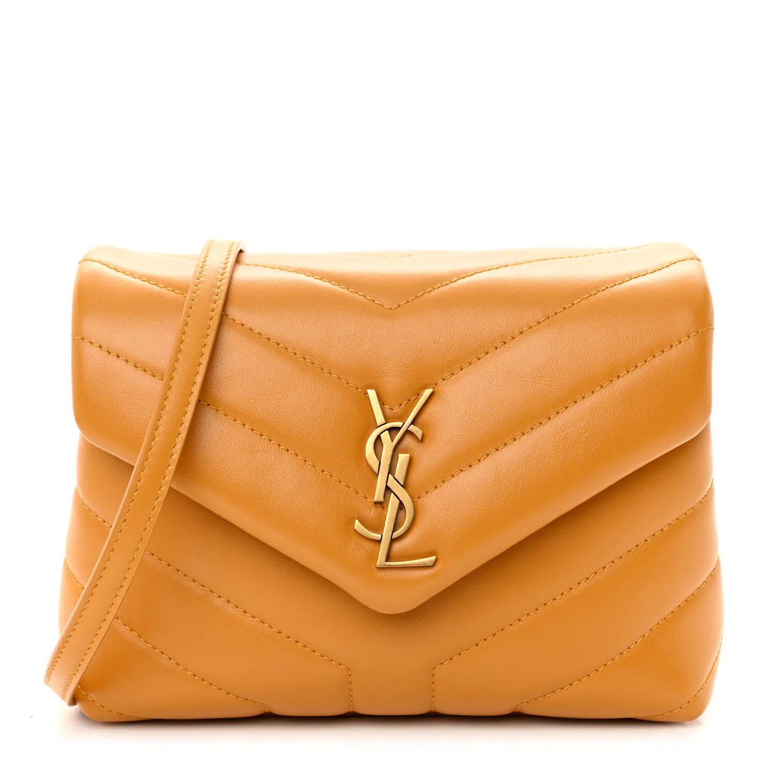 Saint Laurent Calfskin Y Quilted Crossbody Bag Cheddar