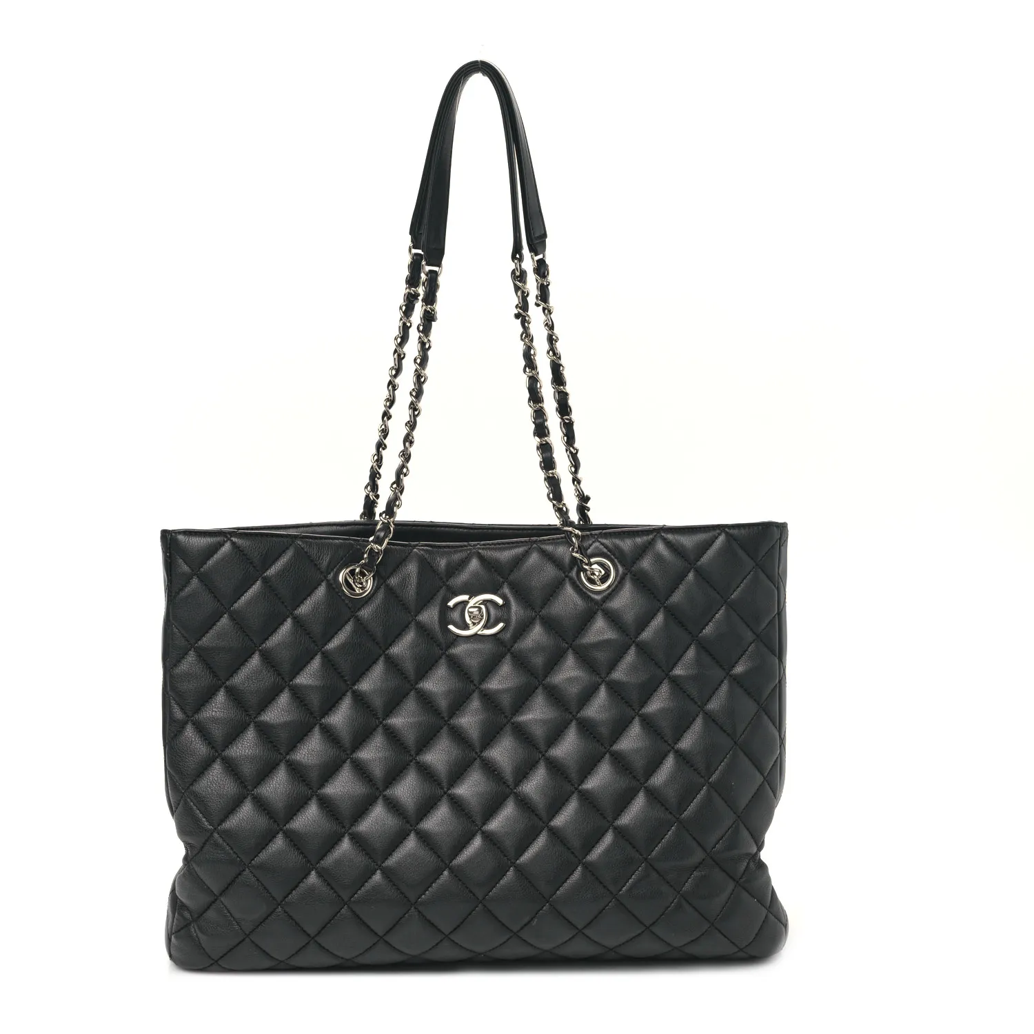 CHANEL Calfskin Quilted Large Classic Shopping Tote Black