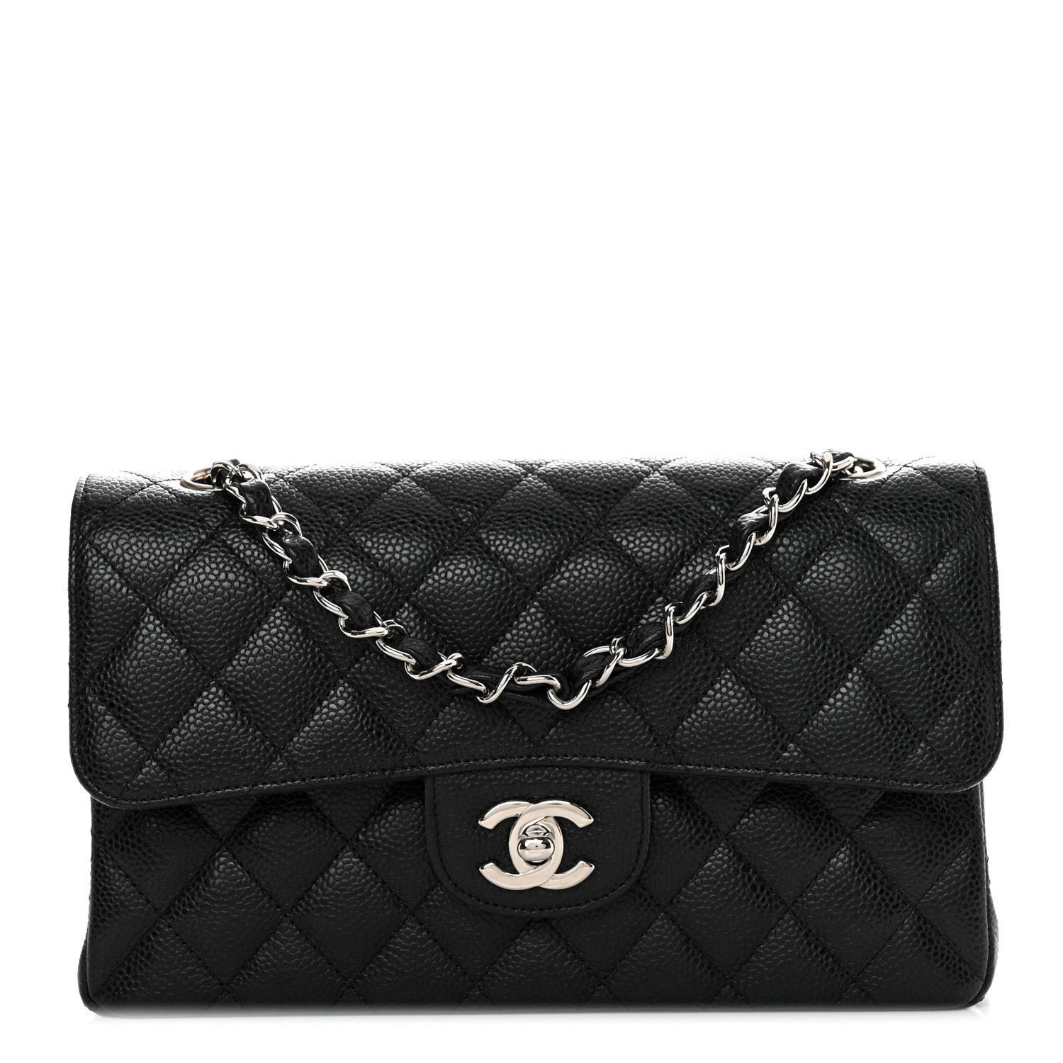 Chanel Medium Classic Double Flap Black Caviar Silver Hardware